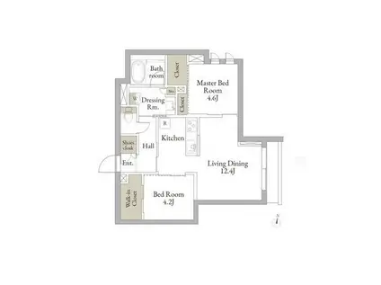 ロン・ピエール 護国寺(2LDK/1階)の間取り写真