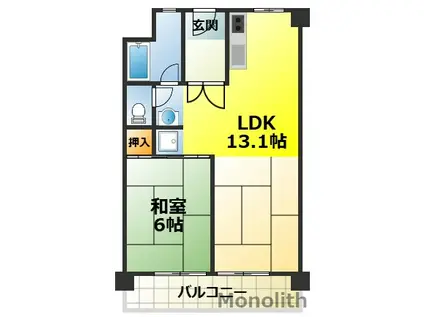 泉北原山台1丁3号棟(1LDK/8階)の間取り写真