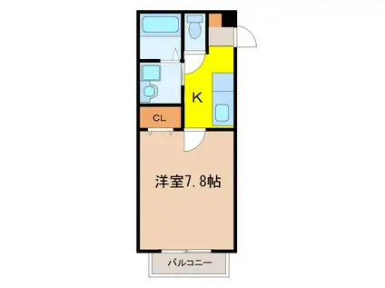 パセオ米ヶ袋(1K/2階)の間取り写真