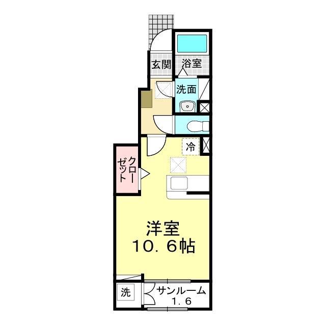 レジデンス宝町(ワンルーム/1階)の間取り写真