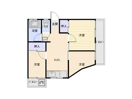 アリュール荘園(3K/2階)の間取り写真