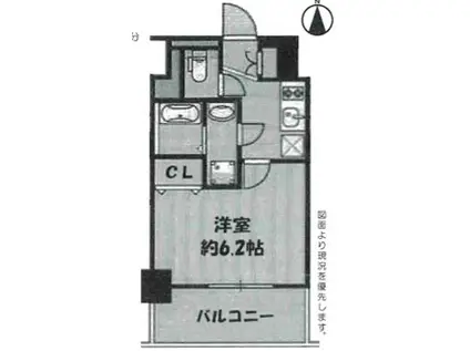 エスリード松屋町グレイス(1K/9階)の間取り写真