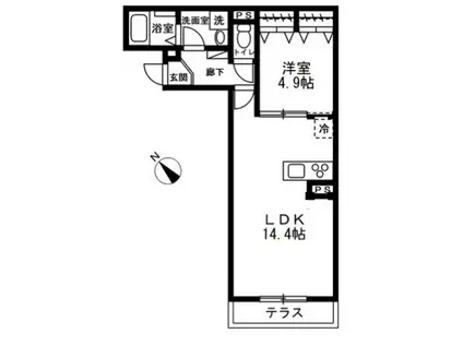 カーサスミレセグンダ(1LDK/2階)の間取り写真