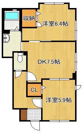 エーデルハイムCHIYO(2DK/1階)の間取り写真