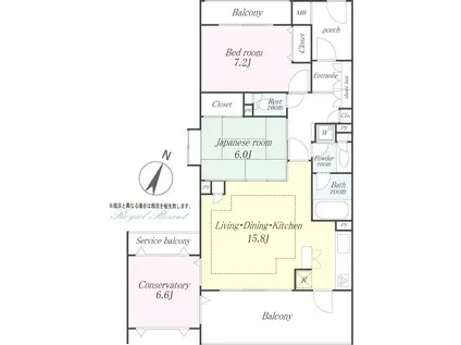 東急リゾートヴィラ軽井沢グランフェリエ(2LDK/2階)の間取り写真