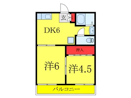 松田コーポ(2DK/2階)の間取り写真