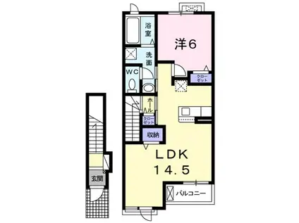 ディアレスト B棟(1LDK/2階)の間取り写真