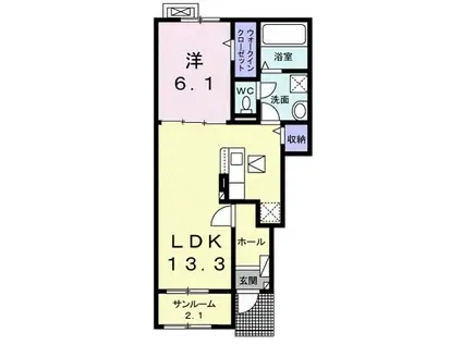 ルルディ モトヤマB(1LDK/1階)の間取り写真