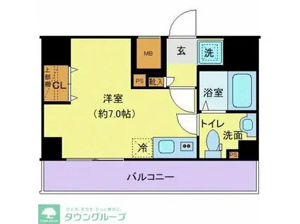 クレヴィスタ大井町(ワンルーム/5階)の間取り写真