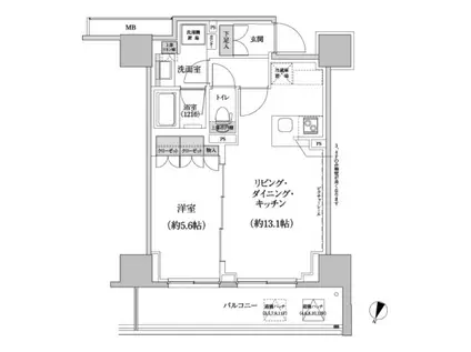 パークハビオ渋谷本町レジデンス(1LDK/5階)の間取り写真