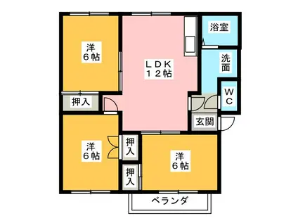 グラウンド伊倉 A棟(3LDK/2階)の間取り写真