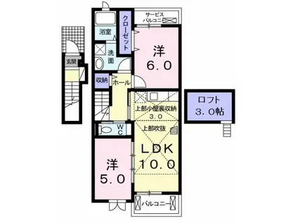 レーベン ラオム(2LDK/2階)の間取り写真