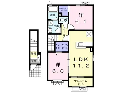 ナ-ラ フルーデン(2LDK/2階)の間取り写真