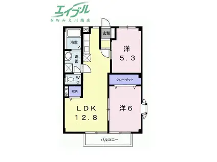 バンブーヒルズ(2LDK/2階)の間取り写真