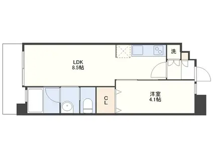 AS PREMIUM 馬町(1LDK/5階)の間取り写真