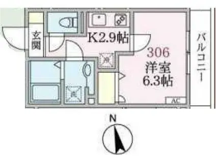 アローマ王子本町(1K/3階)の間取り写真
