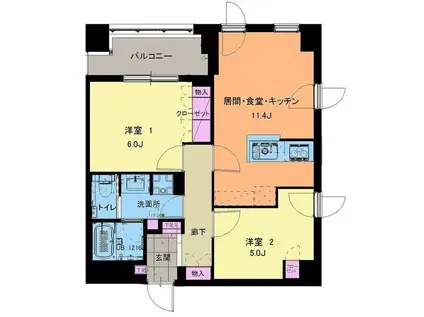 MIYAMAE SEIKEN RESIDENCE(2LDK/6階)の間取り写真