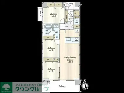 レ・ジェイド南葛西パークアリーナ(3LDK/6階)の間取り写真