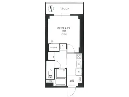 B`CASA MIYAMAEDAIRA(1K/2階)の間取り写真