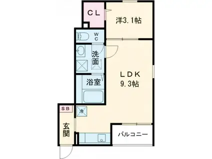 FSTYLE藤井寺・林6丁目(1LDK/1階)の間取り写真