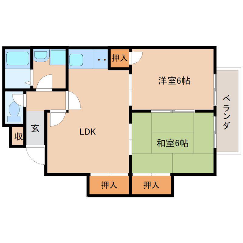 サンハイム惣領(2LDK/2階)の間取り写真