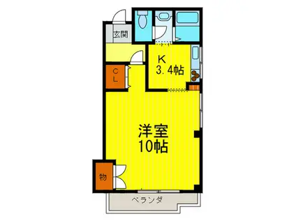 マンション岡崎(1K/3階)の間取り写真