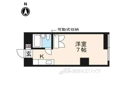 カサデソーラ白川(ワンルーム/1階)の間取り写真