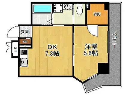 立花レジデンス(1DK/8階)の間取り写真