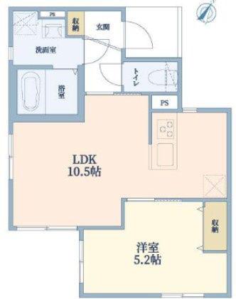 阿佐谷北レジデンス(1LDK/2階)の間取り写真