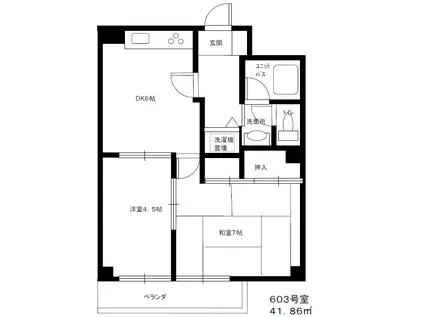 ライオンズマンション両国南(2DK/6階)の間取り写真