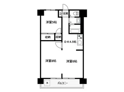 第2お花茶屋ダイヤモンドマンション(3DK/5階)の間取り写真