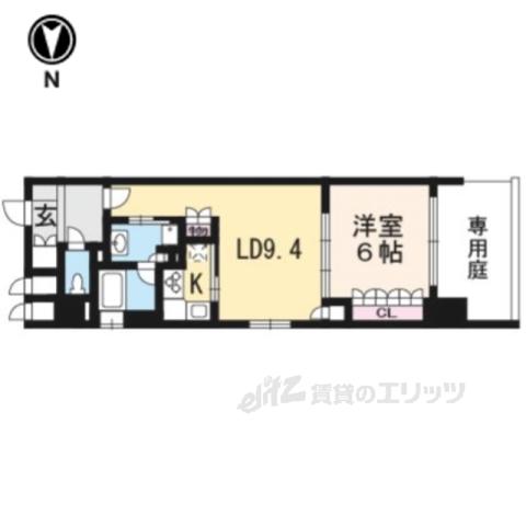 リーガル京都四条烏丸2(1LDK/1階)の間取り写真