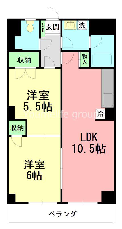 にいやビル(2LDK/4階)の間取り写真