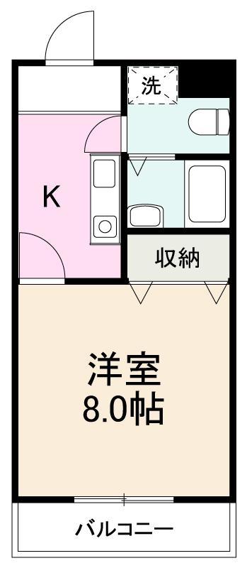カーサハマ(1K/2階)の間取り写真
