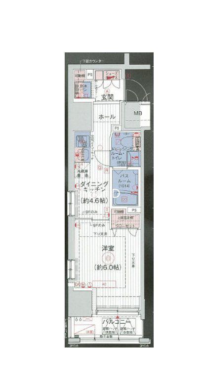 エステムプラザ芝公園(1DK/5階)の間取り写真