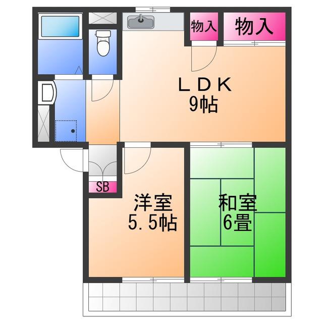 ラ・コートオオトリ(2LDK/2階)の間取り写真