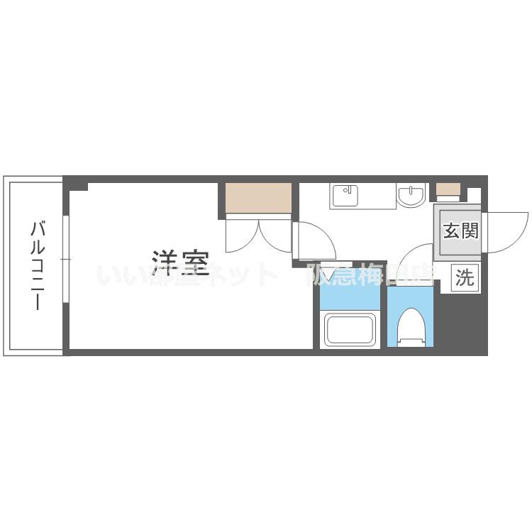 シャンヴェルジェ豊中I(1K/2階)の間取り写真
