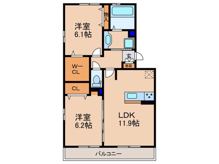 グラン・フォレ(2LDK/3階)の間取り写真