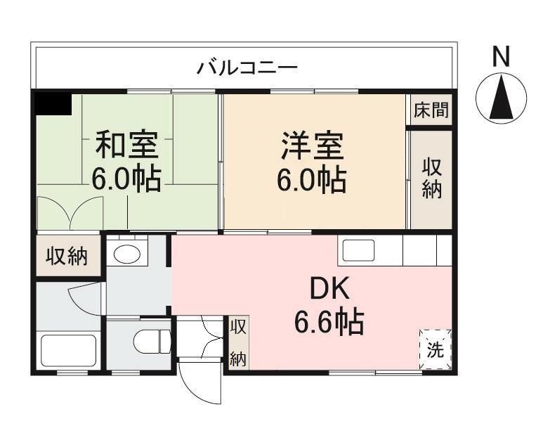セントラルハイツ栗林(2DK/6階)の間取り写真