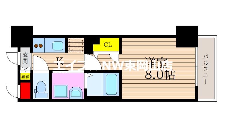 S-RESIDENCE表町(1K/8階)の間取り写真