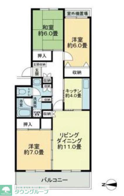 テレパレス船橋三咲B棟(3LDK/4階)の間取り写真