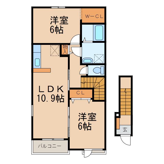 アレグリア(2LDK/2階)の間取り写真