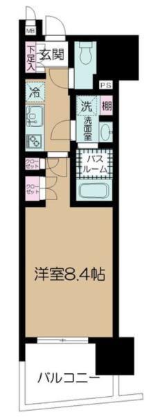 パレステージ上野(1K/2階)の間取り写真