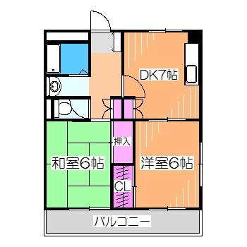 ロータリービルド南花田(2DK/4階)の間取り写真