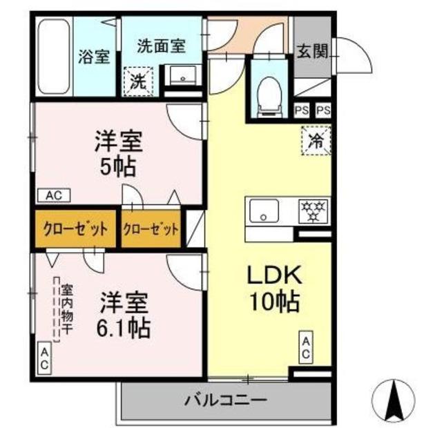 D PAINA殿町(2LDK/2階)の間取り写真
