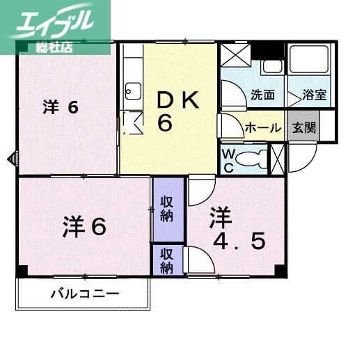 サンオークはしもと(3DK/2階)の間取り写真