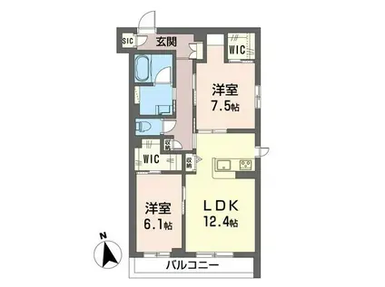 アクアリーシェIII(2LDK/2階)の間取り写真