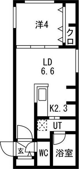FLANDRE桑園(1LDK/4階)の間取り写真