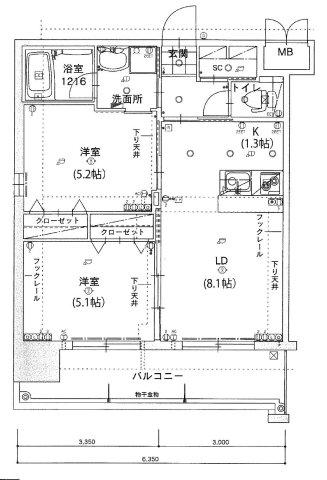 ラファセグランビア博多(2LDK/4階)の間取り写真