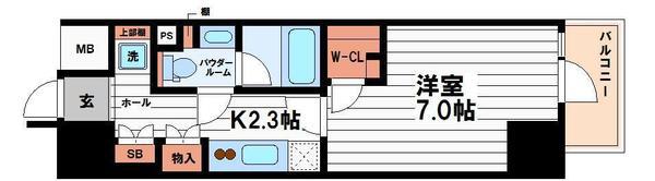 エスリードコート堺筋本町(1K/5階)の間取り写真
